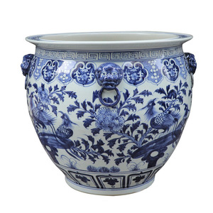 Ensemble de pots de fleurs en céramique Jingdezhen peints à la main en bleu et blanc <span class=keywords><strong>pour</strong></span> le jardin. - Product Image 1
