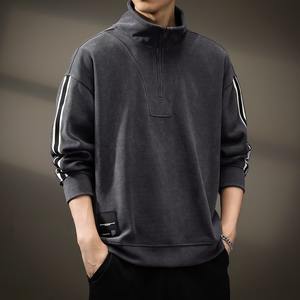 Sudadera de lana gruesa de talla grande para otoño/invierno con cuello alto y media cremallera, estilo casual y holgado de marca de moda. - Product Image 6