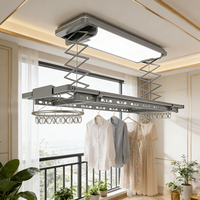 Şık Minimalist Akıllı Elektrikli Isıtmalı LED Tavan Tipi Katlanabilir Çamaşır Askılığı, Modern Ev Balkonları için Sesli Kontrol Özellikli