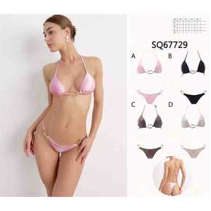 Costume da bagno bikini floreale da donna due pezzi per l'estate, top a fascia con laccetti laterali e slip a vita alta, taglie S-2XL, all'ingrosso SQ67729 - Product Image 1