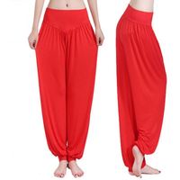 Pantalon de yoga, de sport et de danse I-0458, extensible, ample, style harem, uni, décontracté, en modal, pour femme