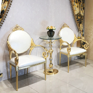 Sedie da banchetto nuziali in alluminio bianco oro stile barocco italiano OE-FASHION, utilizzabili anche come sedie da tempo libero per ristoranti e salotti. - Product Image 1