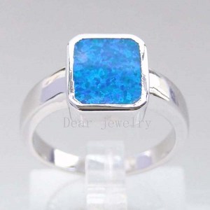 925 Sterling Silver Woman Jewelry <strong>Blue</strong> <strong>Opal</strong> Engagement <strong>Rings</strong> - Product Image 5