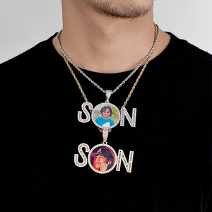 Pendentif Hip Hop en Argent S925 Plaqué Or Véritable avec Moissanite, Motifs Blocs de Lettres et Images Personnalisées, Sertissage Pavé, Bijoux Personnalisés - Product Image 6