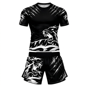 Conjunto de Rash Guard de Artes Marciales Personalizado Directo de Fábrica, Camiseta de Entrenamiento Ligera de Secado Rápido y Pantalones Cortos de Combate al por Mayor - Product Image 1