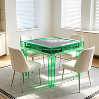 Table de Mahjong Électrique Flottante Américaine de Luxe Moderne avec Mélangeur Automatique, Pieds en Acrylique et Tapis Personnalisé pour le Poker et les Jeux d'Hasard