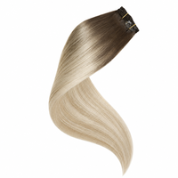 Extensions de cheveux à clipser en trame machine, marron blond balayage, 100% cheveux humains Remy, doux, légers, sans couture, vente en gros pour revendeurs