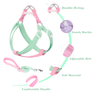 ノープル調節可能なナイロン犬用ハーネスリーシュセット小型/大型犬用-フレンチブルドッグに最適 - Product Image 4