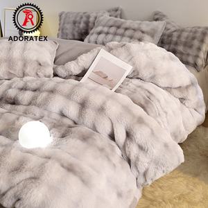 Ensemble <span class=keywords><strong>de</strong></span> literie d'hiver en peluche <span class=keywords><strong>de</strong></span> lapin épaisse 100% polyester à quatre pièces en gros RTS, motif imprimé, <span class=keywords><strong>housse</strong></span> <span class=keywords><strong>de</strong></span> <span class=keywords><strong>couette</strong></span> pour la maison - Product Image 3