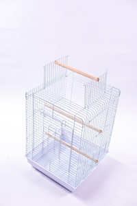 Simple Rectangular Metal Bird Cage With Wooden Perches Galvanized Steel Wire Frame Indoor Use for Small Birds - Product Image 3