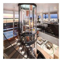 Kleiner Wohnaufzug für Villa Innenbereich Runde Glaskabine Luxuriöser Panorama-Lift Hydraulischer Antrieb FUJI