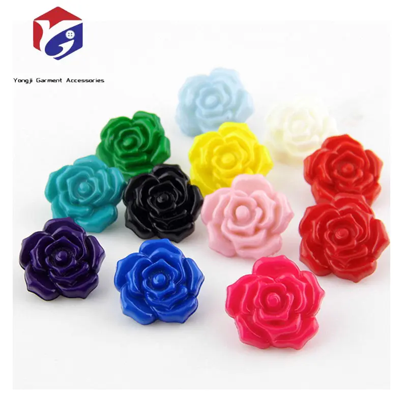 Yongji Tùy Chỉnh Bán Buôn DIY Tinh Tế Rose Nút Nhựa Mới Thiết Kế Thời Trang Tự Nhiên Resin Coat Áo Len Thủ Công Mỹ Nghệ Nút