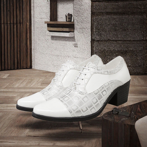 Mocassins en cuir Oxford décontractés pour hommes, style bottes, rehaussants, confortables, à bout pointu, semelle intérieure antidérapante, à enfiler, pour le printemps - Product Image 2