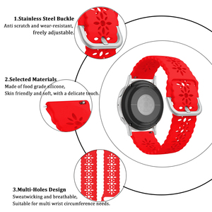 20mm Multi-colori fiori cavi cinturino in pizzo in Silicone per <span class=keywords><strong>Samsung</strong></span> Smartwatch cinturino in gomma - Product Image 3
