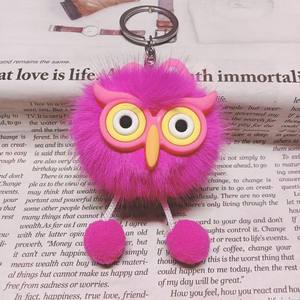 도매 창조적 인 올빼미와 작은 괴물 인공 밍크 열쇠 고리 크리스마스 선물을위한 귀여운 커플 자동차 펜던트 및 가방 - Product Image 5