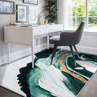 Modern Abstract Printing Camping Travel Thin Polyester Rug Non-Slip TPR Backing Low Pile Machine Washable Tufted Braided