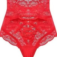 Braguitas de Bikini de Encaje Sexy de Talla Grande, de Tiro Alto, Huecas, Lisas, Tejidas, de Uso Diario