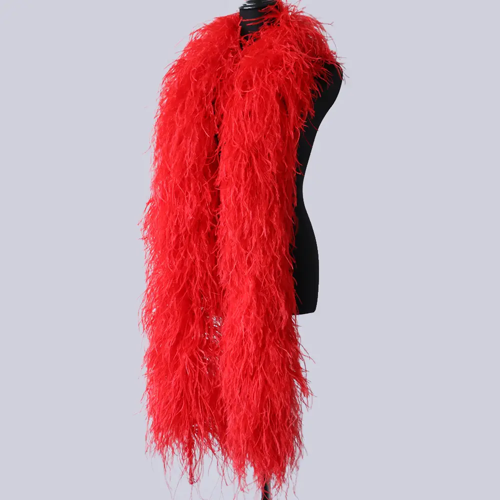 1PC Fluffy 10PLY Đà Điểu Feather BOA Đỏ Đối Với Thời Trang Váy Cưới May Vải Lễ Hội Bên Trang Trí Boas