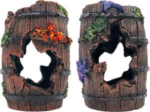 Set de Adornos de Resina Estilo Rústico para Acuario de Betta, Barril Roto, Escondite de Cueva, Estrella de Mar Azul (Para Escritorio Interior, Incluye 1 Pieza + 2 Piezas) - Product Image 4