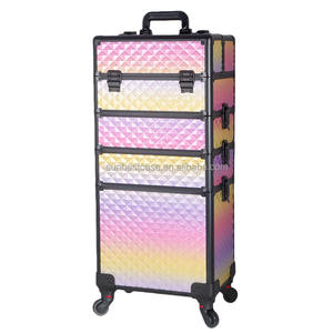 Valise à roulettes pour maquillage, grande valise de maquillage, valise de <span class=keywords><strong>voyage</strong></span> pour maquillage, valise de rangement pour artiste en ongles, chariot de <span class=keywords><strong>voyage</strong></span>, coffre noir - Product Image 6