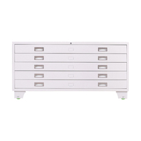 Grande commode de rangement en acier inoxydable, meuble à tiroirs plats, design d'architecture, carte, rangement