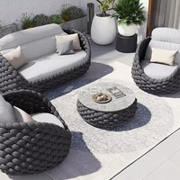 Canapé d'extérieur en rotin, mobilier d'extérieur pour hôtel, mobilier de jardin, canapé d'extérieur en aluminium, canapé de patio moderne en osier pour salon