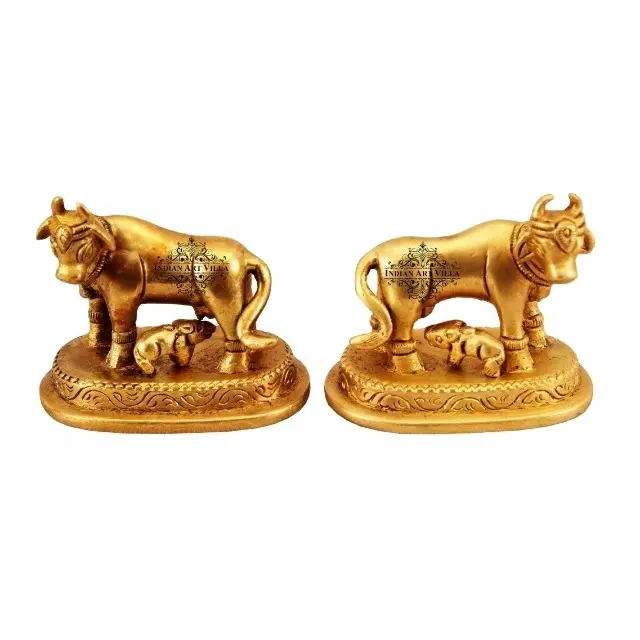 High Quality Set Of 2 Handcrafted Brass Designer Cow With Calf Showpiece Home Decor Accessories Manufacturer
