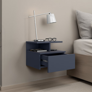 Adele <b>Floating</b> Nightstand With Drawer And <b>Shelves</b> Blue <b>Wall</b> Shelf Storage Unit - Product Image 5