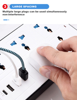 Enchufe de Extensión de Alta Calidad con 4 Tomas de Corriente + 3 USB + 1 Tipo-C, Cable de 3m, Color Negro