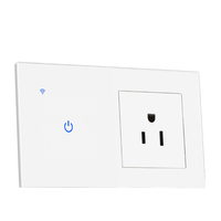 Sakelar Lampu WiFi Pintar Standar AS SIXWGH, Kompatibel dengan Alexa/Google Home, Panel Kaca Sentuh ABS, Timer, Membutuhkan Netral, 10A