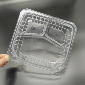 Caja de embalaje de alimentos compostable para llevar de alta calidad, contenedor de comida transparente OPS Clamshell para verduras/frutas/ensalada