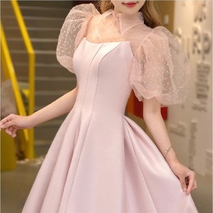 Pink A-Line Bridesmaid Dress Sweetheart Neckline Tulle One-Piece For Wedding Party Bridal Events - Product Image 1