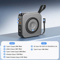 Batterie externe 5 en 1 de 10000 mAh avec charge rapide PD3.0 QC2.0, prise secteur, chargeur sans fil pliable pour téléphone portable, montre, écouteurs