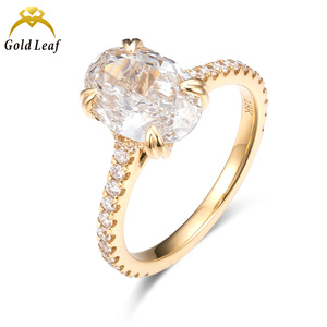 Compromiso de oro de 10K y 14K delicado personalizado con anillo de diámetro de laboratorio ovalado de 0,3 CT a 2,5 CT DEF CVD HPHT - Product Image 1