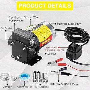 Bomba de Transferência de Combustível Elétrica de Motor DC 12V/24V com Baixa Pressão para Óleo <span class=keywords><strong>Diesel</strong></span>, Querosene e Lubrificantes - Product Image 2