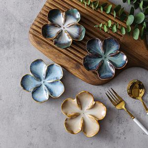 New Design Flower Shape Pottery Taste Dish Handmade Glaze <strong>Change</strong> Eco-Friendly Japandi Style <strong>Small</strong> Soy Sauce Dishes Sushi - Product Image 4