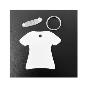 Factory Directly 2 Sided Sublimation Metal Keychain White Blank T-shirt Shape Sublimation Key Chain Holder Aluminum Tag Blanks