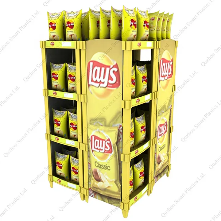 Supermarkt Innen pop display werbung Kunststoff Display Stand für Kartoffel Chips Snacks Display Racks für Legt