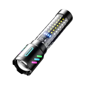 Custom Fluorescent 20W White Laser Torches Universal Convenient Rechargeable Aluminium Alloy Black Flashlight