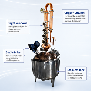Equipo de Destilación de Whisky y Alcohol Casero: Alambique de Cobre de Grado Alimenticio de 100L-300L con Columna de Destilación - Product Image 3
