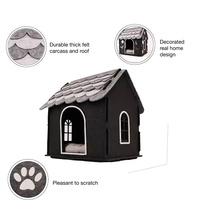 Maison pour chien et chat en feutre pliable et amovible, double couleur, avec coussin moelleux