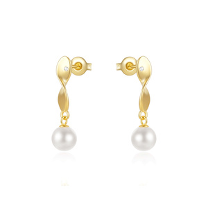 Boucles d'oreilles pendantes longues ROXI en argent sterling 925 avec perles baroques, plaquées or 18 carats, bijoux élégants pour femmes S925 - Product Image 1