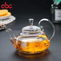 Théière en verre résistant à la chaleur transparente à haute teneur en borosilicate de haute qualité avec infuseur