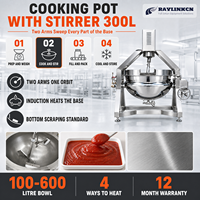 Tilting Cooker Industri Semi Otomatis 300L Pemanas Induksi Stainless Food Grade Penuangan dengan Roda Tangan 50/60Hz Pemasakan