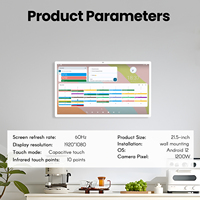 Affiche numérique interactive Android 21,5 pouces 16:9 avec écran tactile, calendrier numérique, pour usage domestique, bibliothèque, commerce de détail, salle de classe, compatible Google