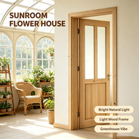Porte intérieure en verre en pin massif de style campagnard, porte en bois brut naturel pour la décoration de maison de vacances