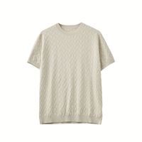 T-shirt classique pour homme, coupe classique, en viscose/polyester, tricoté, design uni, respirant, décontracté, manches courtes, pull-over, pour le quotidien et les trajets domicile-travail