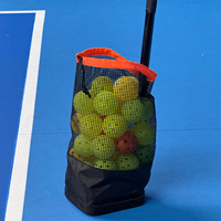 Panier de ramassage de balles de pickleball et de tennis portable et rétractable, à ressort, sans flexion, pour l'entraînement multi-balles, sac en filet