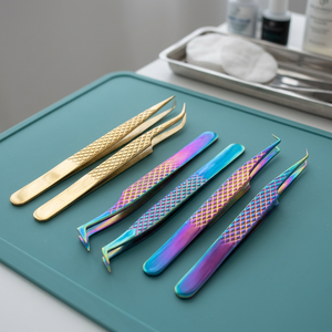 Stainless Steel Gold Titanium Coated <b>Lash</b> Extension Tweezers Premium Eyelash Tweezers Professional Wholesale OEM ODM - Product Image 5