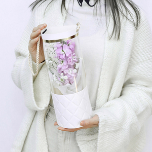 Hoa JAYWOOD Sang Trọng Màu Hồng Xô Quà Tặng Hoa Khô Xô Nhựa Cầm Tay Bó Hoa Hộp Cửa Sổ Đóng Gói - Product Image 3